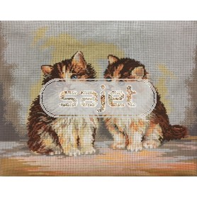 stramien + garenpakket, kittens (100% wol)