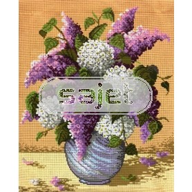 stramien + garenpakket, hortensia's (100% wol)