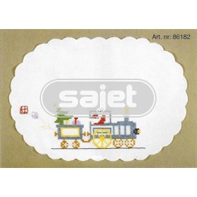 kruissteekkleedje kersttrein, wit