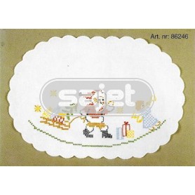 kruissteekkleedje kerstman deelt uit…, wit