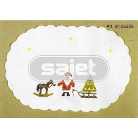 kruissteekkleedje kerstman met slee, wit