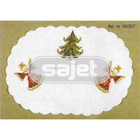 kruissteekkleedje kerstengelen met kerstboom, wit