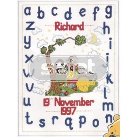 borduurpakket winnie de pooh, geboorte a.b.c.