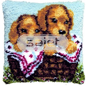 knoopkussen golden retriever pups in mand (excl. knoophaak)