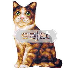 kruissteekkussen bruine poes