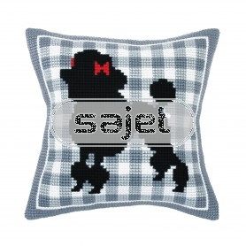 kruissteekkussen franse stijl, poedel