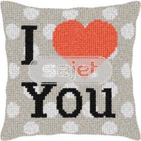 kruissteekkussen "i love you"