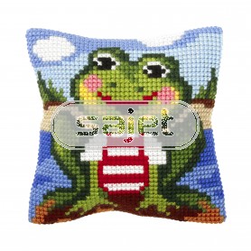 kruissteekwandkleed kikker