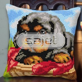 kruissteekkussen rottweiler pup