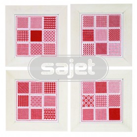 borduurpakket merklap, stekenlap, rood