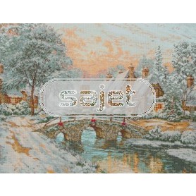 borduurpakket winterlandschap met bruggetje