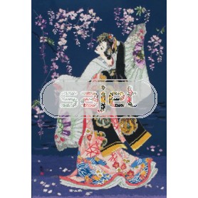 borduurpakket geisha met bloesemtak