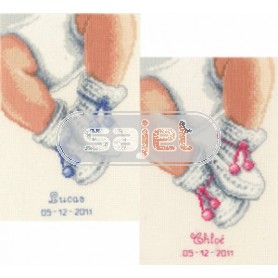 borduurpakket geboorte lucas/chloe (incl. blauw/rose garen)