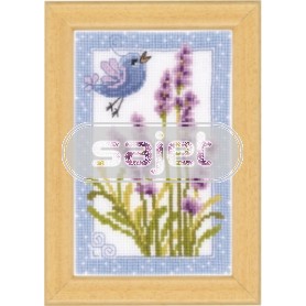 borduurpakket lavendel met vogel