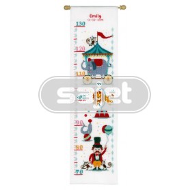 borduurpakket circus, groeimeter/meetlat emily