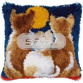 knoopkussen poezen in nachtsfeer