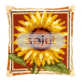 kruissteekkussen zonnebloem close-up