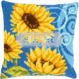 kruissteekkussen stijlpatroon, zonnebloemen