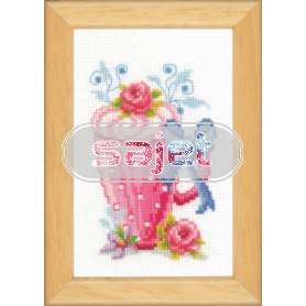 borduurpakket koffiebeker met bloemen