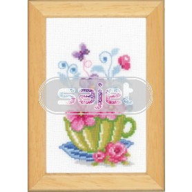 borduurpakket theekopje met bloemen