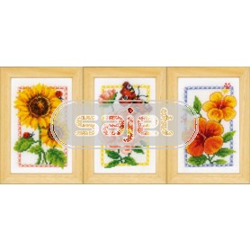borduurpakket zomerbloemen drieluik
