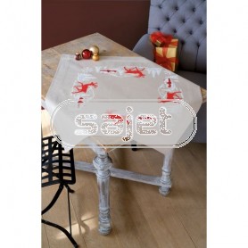 kruissteekdekservet noorse winter, beige