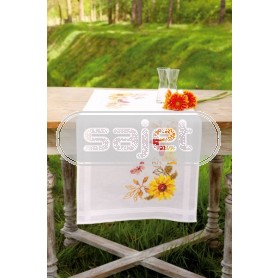 kruissteekloper zonnebloemen met vlinders, wit