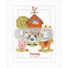borduurpakket boerderij, geboorte gilles