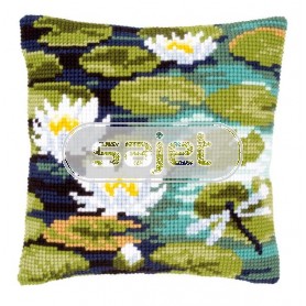 kruissteekkussen waterlelies