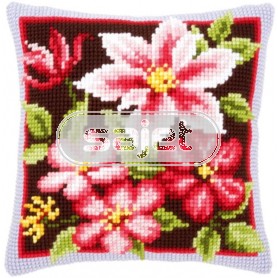 kruissteekkussen rose amaryllis met bloemen