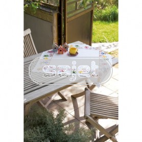 kruissteekdekservet vogels met nestkastjes, wit