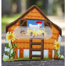 kruissteekkussen kippenhok (incl. kussenrug)