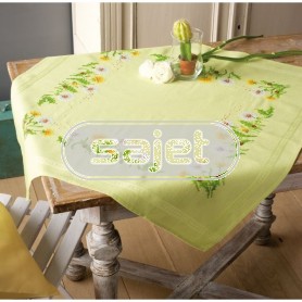 kruissteekdekservet paardenbloemen, groen