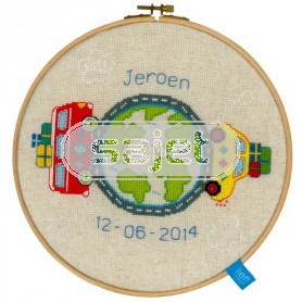 borduurpakket lief!, reis rond de wereld (incl. borduurring)