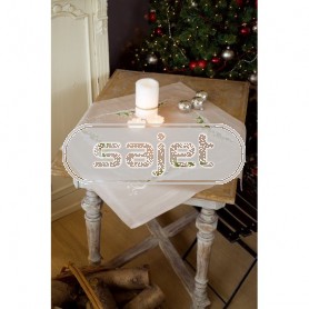 kruissteekdekservet winterdorp, beige