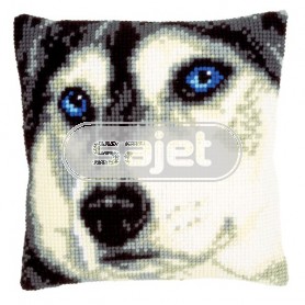 kruissteekkussen husky close-up