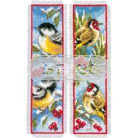 borduurpakket boekenlegger (2 st.) vogels in wintersfeer