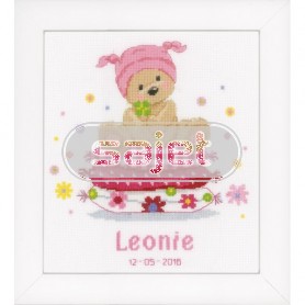 borduurpakket geboorte thomas/leonie (incl. blauw/rose garen)