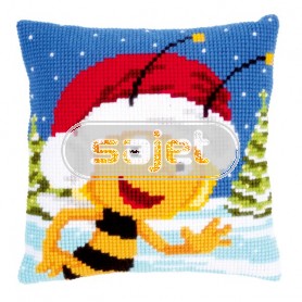 kruissteekkussen maya de bij, maja in de sneeuw