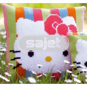 kruissteekkussen hello kitty, pastelstripes