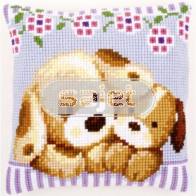 kruissteekkussen spelende hondjes