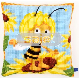 kruissteekkussen maya de bij, maja op zonnebloem