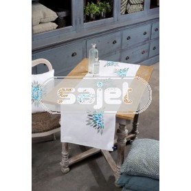 steelsteekloper gestyleerde bloemen, wit