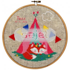 borduurpakket vosje in de tent, geboorte tess (incl. borduurring)
