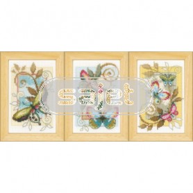 borduurpakket decoratieve vlinders drieluik