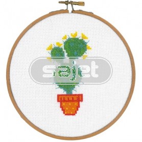 borduurpakket cactus met gele bloem (incl. borduurring)
