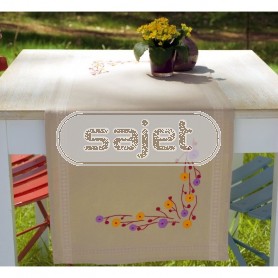 steelsteekloper speelse bloemen, beige