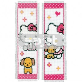 borduurpakket boekenlegger (2 st.), hello kitty, met puppy