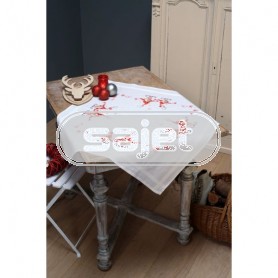 kruissteekdekservet zingende kerstkabouters, wit