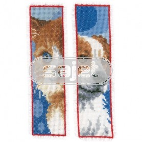 borduurpakket boekenlegger (2 st.) hond en poes